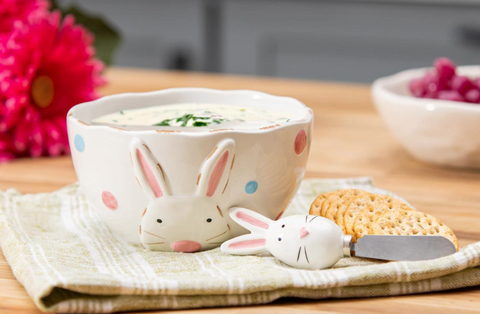 Bunny Blooms Serveware Ceramic Bunny Bowl and Spreader Evergreen Enterprises