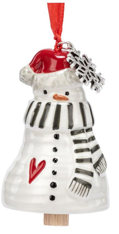 Snowflake Snowman Red Heart Mini Bell Demdaco