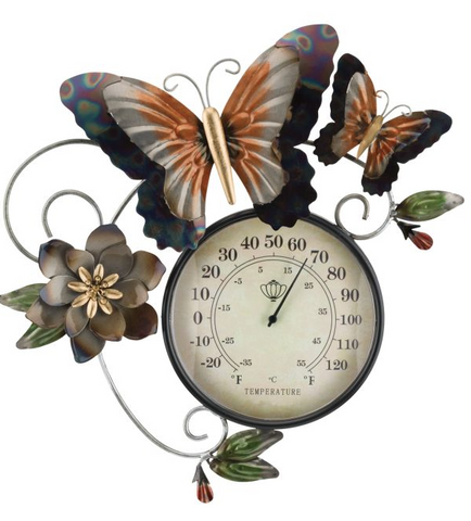 Thermometer Metallic Wall Decor - Butterfly Regal