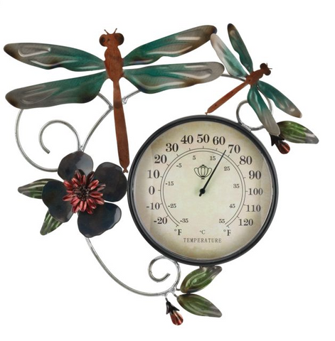 Thermometer Metallic Wall Decor - Dragonfly Regal