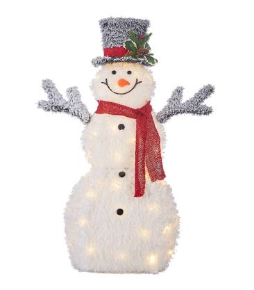 40" Flocked Tinsel Lighted Snowman RAZ Imports