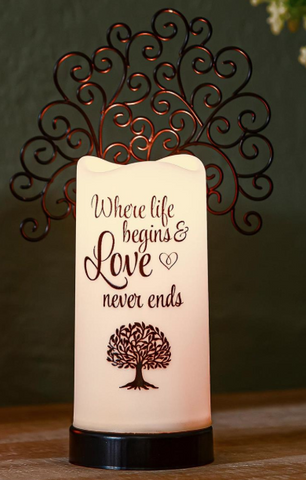 Tree LED Wax Candle with Metal Holder Set Evergreen Enterprises