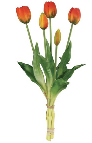 Real-Touch Tulip Orange & Green Bundle Select Artificials