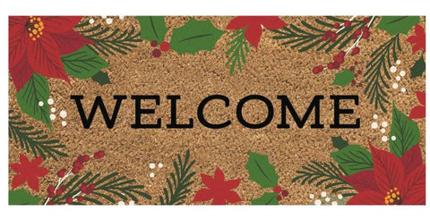 Welcome Holiday Poinsettias Flocked Coir Sassafras Evergreen Enterprises