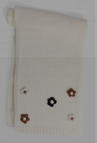 Flower Embellished Scarf - Winter White TGB Brands