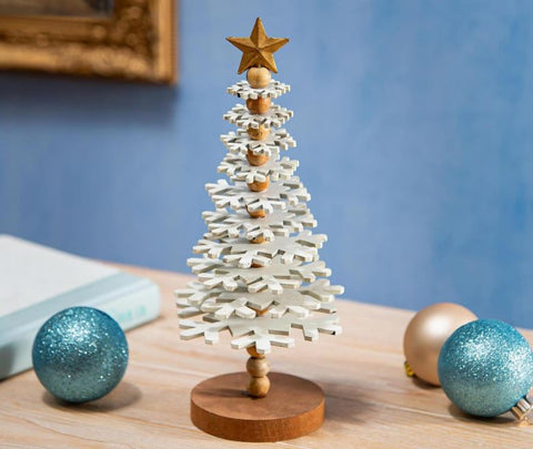 Season to Sparkle Table Décor Snowflake Christmas Tree Wood, 11.5"H Evergreen Enterprises