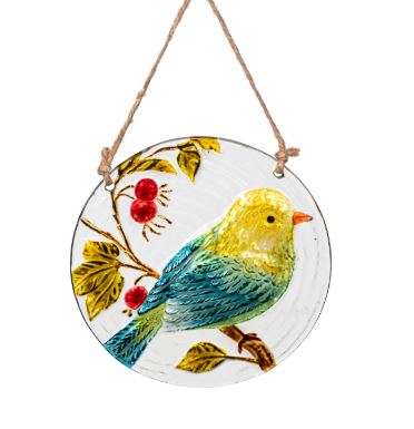HAND-PAINTED ROUND BIRD SUNCATCHER CDU, 4.5" Evergreen Enterprises