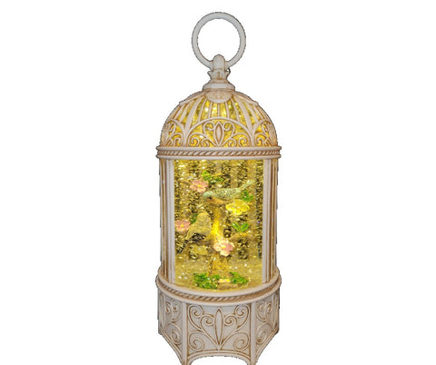 10.25" Birds on Blossom Lighted Musical Water Globe Lantern Lantern #WL2166