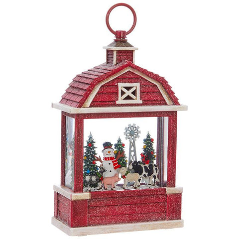 11"  Snowman  on  the  Farm  Lighted  Water Lantern - Treehouse Gift & Home