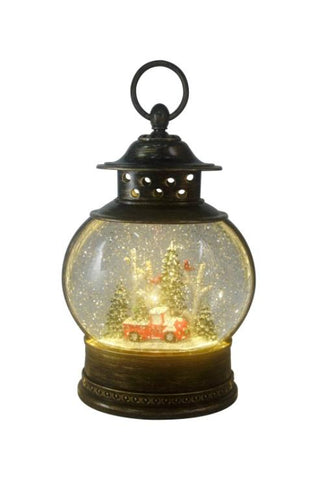 11.25" Red Truck Fishbowl Glitter Lantern Lantern #WL2152