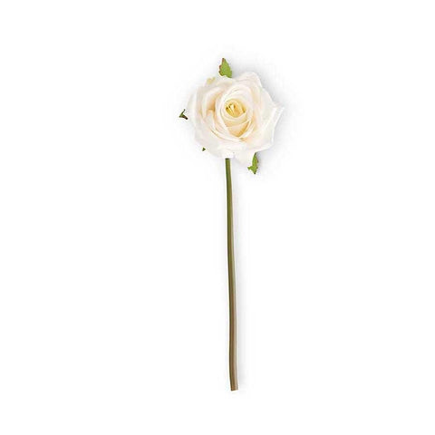 [12/144] | 14 Inch White Real Touch Rose Stem in Full Bloom - Treehouse Gift & Home