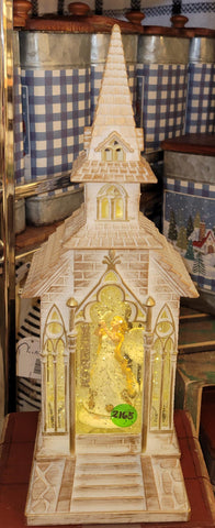 13" Angel Lighted Water Church Table Musical Water Globe Lantern Lantern #WL2164