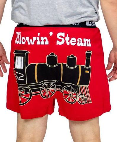Blowing Steam Men's Train Funny Boxer Lazy One