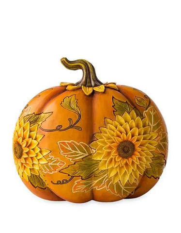 Carved Pumpkins with Sunflowers Evergreen Enterprises