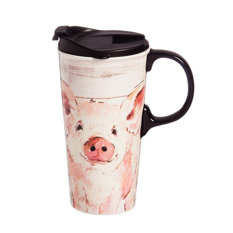 Ceramic Travel Cup: Pretty Pink Pig - Treehouse Gift & Home