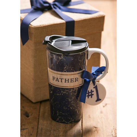 Ceramic Travel Cup: #1 Father - Treehouse Gift & Home