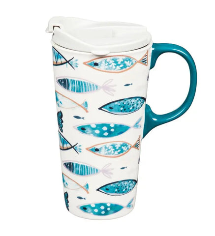 Ceramic Travel Fish Cup w/box Evergreen Enterprises