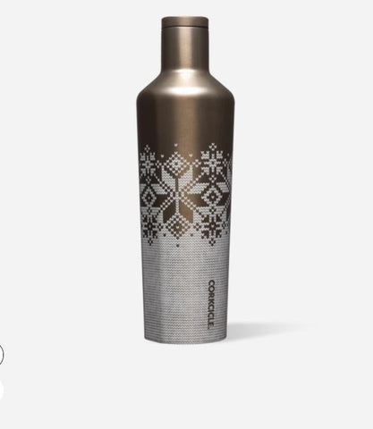 Corkcicle 25 oz Holiday Canteen - Gold Fair Isle Corkcicle