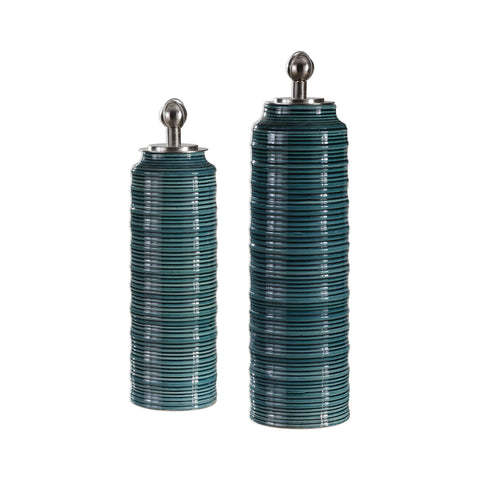 DELANE CANISTERS Teal canister with metal lid - Treehouse Gift & Home