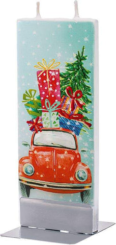 Flat Handmade Candle - Red Car With Christmas Presents Flatyz