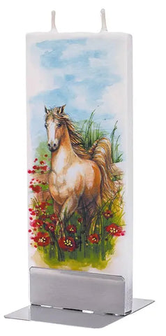 Flat Handmade Candle-Horse in Poppy Field Flatyz