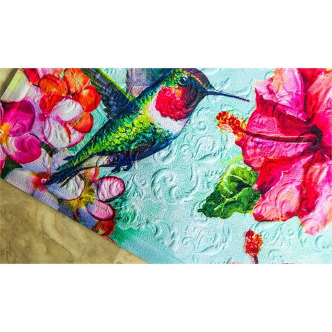 Hummingbird and Hibiscus Embossed Floor Mat - Treehouse Gift & Home