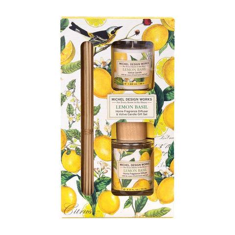 Lemon Basil Home Fragrance Diffuser & Votive Candle Gift Set - Treehouse Gift & Home