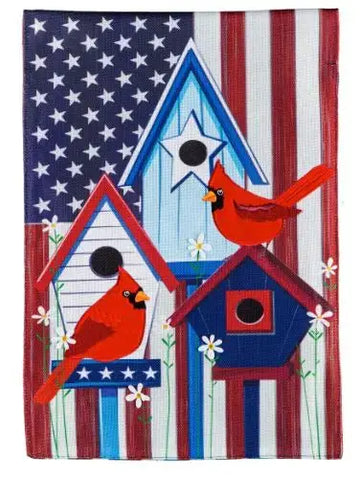 Patriotic Birdhouses Garden Burlap Flag Evergreen Enterprises