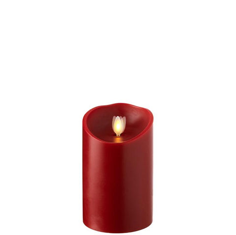 Pillar Candle 3.5"x5" - Red Wax/Cinnamon Scent - Moving Flame Liown