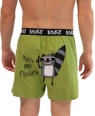 Pull My Finger Men's Funny Raccoon Boxer Lazy One