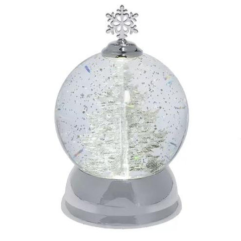 Rotating Shimmer Silver Tree Globe - Treehouse Gift & Home