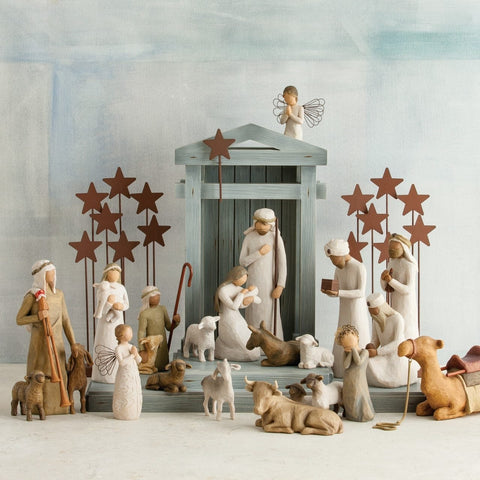 6x6 Embellished Canvas Nativity Manger - Oak & Willow