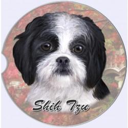 Shih Tzu Black & White Puppy Cut Car Coaster - Treehouse Gift & Home