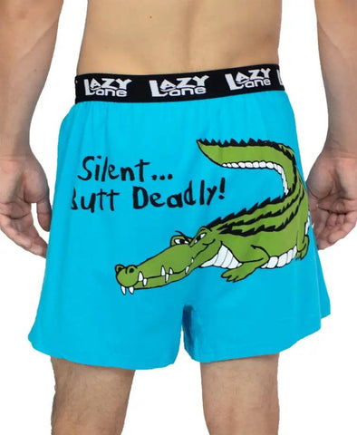 Silent Butt Deadly Men's Crocodile Funny Boxer Lazy One