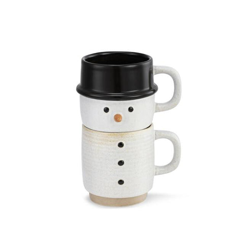 Snowman Stacked Mugs Set of 2 Demdaco